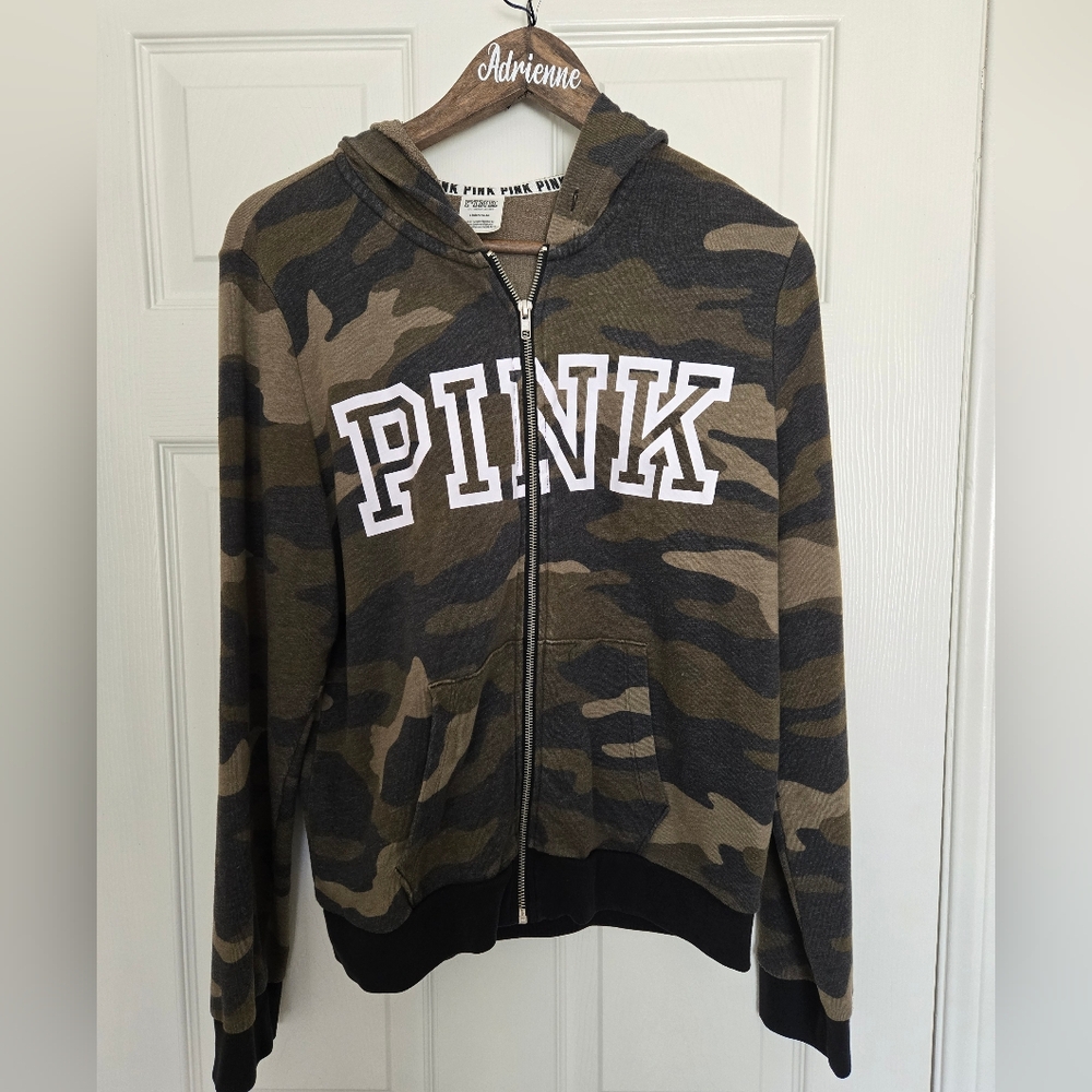 Pink Victoria's Secret Camouflage Zip Hoodie